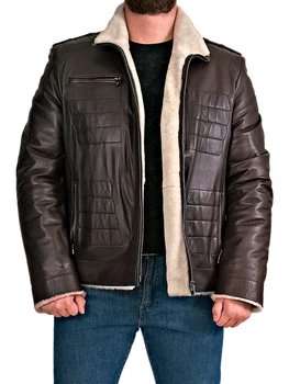 Дубленка мужская из натуральной кожи Epica RON-1045 5XL коричневая