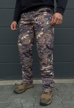 Утеплённые тактические штаны на флисе waterproof XS multicam