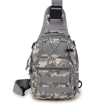 Тактическая сумка-рюкзак через плечо 6 л Пиксель серый