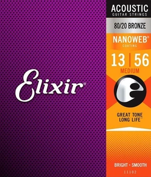 Струны для акустической 12-ти струнной гитары Elixir 80/20 Bronze Nanoweb Medium 13-56 (AC NW 12SH)