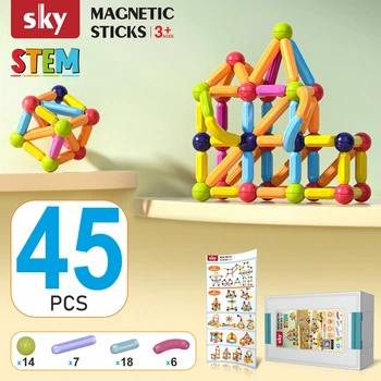 Магнитный конструктор - SKY Magnetic Sticks (B 045) набор 45 элементов (color mix)