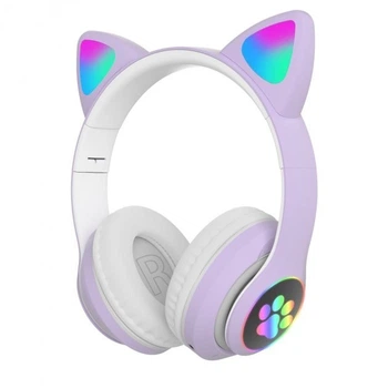 Беспроводные LED наушники с кошачьими ушками STN-28 Lilac 2,402-2,480 ГГц (YU8SH1527)