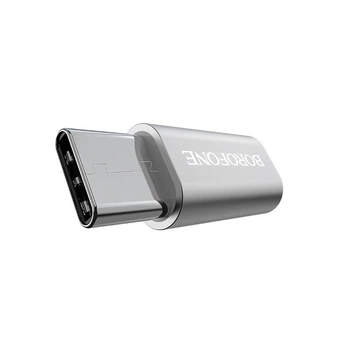Переходник Borofone BV4 MicroUSB to Type-C Серебряный
