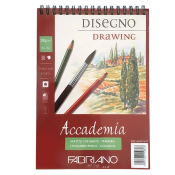 Альбом на спіралі Fabriano Accademia дрібне зерно А5 (14,8*21см) 200г/м2, 30 л (16F5203)