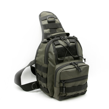Тактична сумка-слінг плечова, однолямочний рюкзак, барсетка колір олива через плече, нагрудний однолямний з кордури