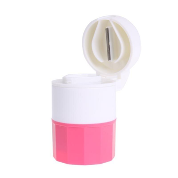 Подрібнювач для пігулок різак дільник для пігулок таблетниця 3 в 1 білий з рожевим