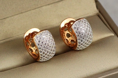 Сережки Xuping Jewelry широкі сіточка з родієм 1.6 см золотисті