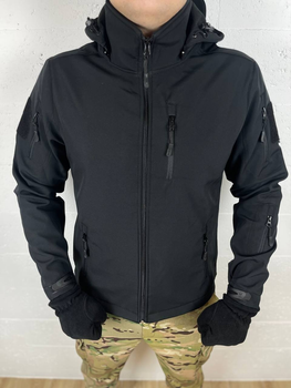 Демисезонная чёрная мужская флисовая куртка размер XL