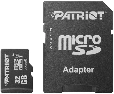 Карта памяти Patriot MicroSDHC 32GB UHS-I Class 10 LX + SD adapter (PSF32GMCSDHC10)