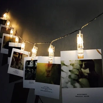 Світлодіодна новорічна гірлянда LTL Warm White з прищіпками для фото 10 Led довжина 1.65 метра на батарейках AAA