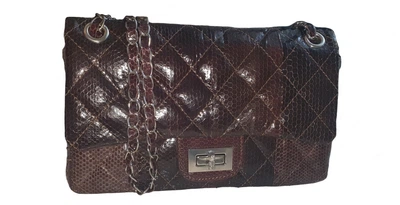 Сумка Snake Leather черно-коричневая из кожи змеи