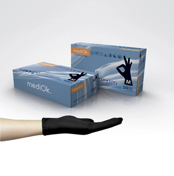 Рукавички медичні Вінілові Синтетичні (Вітріл/Vitryl) MediOk, розмір M, (100 шт./50 пар) чорні