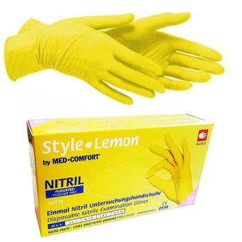 Рукавички нітрилові AMPRI Nitrile Style Lemon (100 шт. / 50 пар), жовті, розмір M