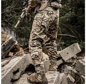 Тактические боевые военные штаны ВСУ мультикам с несколькими карманами, камуфляжные с наколенниками, Multicam р.2XL (9969453)