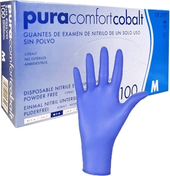 Нитриловые перчатки ComFort Nitrile Gloves Cobalt Синие размер M 100 шт (4044941027098)