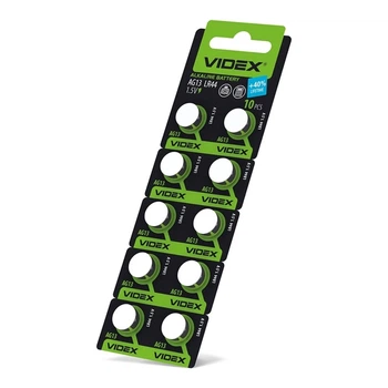 Батарейка годинникова Videx AG13/LR44 BLISTER CARD 10 шт