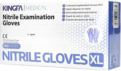 Перчатки нитриловые Kingfa Medical одноразовые, нестерильные, фиолетовые без пудры размер XL 100 шт (6973163406634)