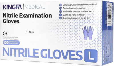 Перчатки нитриловые Kingfa Medical одноразовые, нестерильные, фиолетовые без пудры размер L 100 шт (6973163406627)