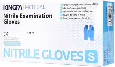 Перчатки нитриловые Kingfa Medical одноразовые, нестерильные, синие без пудры размер S 100 шт (6973163403688)