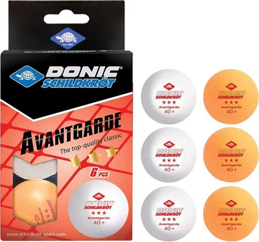 Мячи для настольного тенниса Donic Advantgarde 3 звезды 40+ (6 шт.) White+orange (608533)