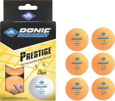 М'ячі для настільного тенісу Donic Prestige 2 зірки 40+ 6 шт. Orange (658028)