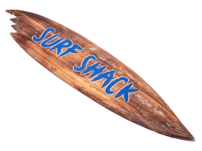 Настенный декор Доска для серфинга деревянная "SURF SHACK" длина 1м