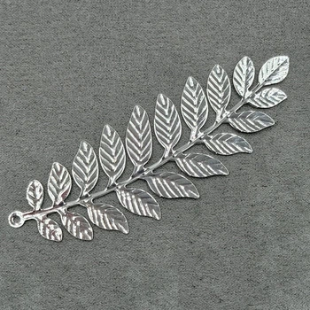 Подвеска Finding Кулон ветка с листьями Серебристый 30 мм x 93 мм