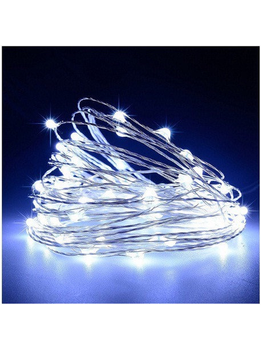 Гирлянда РОСА нить 50 LED, 5 метров, на батарейках Белый холодный
