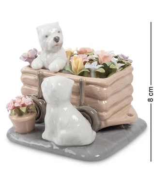 Керамическая статуэтка Щенята Цветы для Хозяйки 9,5*8*8 см. Pavone 6001310