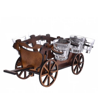 Деревянный мини-бар Телега с рюмками 34,5*24*16 см. 600065