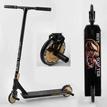 Самокат трюковий Best Scooter Simbiote Black Gold HIC-система 120 мм колеса литий диск 2 пеги (71383)