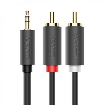 Межблочный кабель UGREEN AV102 3.5 mm to 2RCA Audio Cable, 2 m Gray 10510