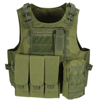 Жилет тактичний військовий Tactical Vest A56 плитоноска / розвантаження Molle олива