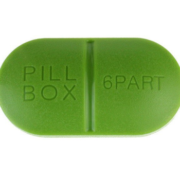 Таблетниця органайзер для таблеток у формі пігулки на 6 відділів зелена