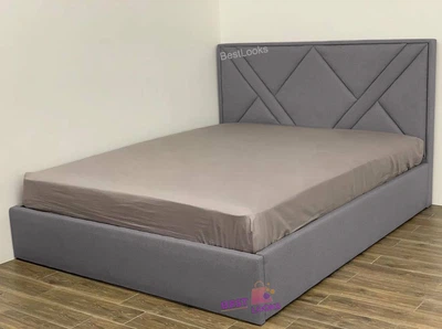 Ліжко полуторне 120x200 Астра Mebel-Day з підйомним механізмом Жаккард Сірий Нео (014)