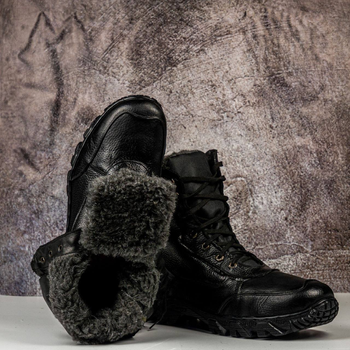 Зимние тактические берцы Nato Черные, Ботинки из натуральной кожи. 40