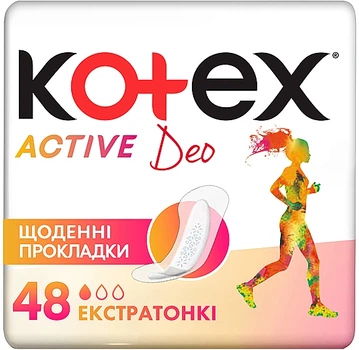 Супертонкие ежедневные прокладки, 48шт - Kotex Active Deo 48шт (792896-23067)