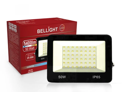 Прожектор светодиодный Bellight PRO 50W 6500K IP65, LED прожектор для улицы, фасада, склада, парковки и рекламных щитов