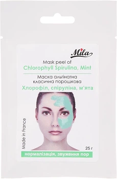 Маска альгінатна класична порошкова "Хлорофіл, спіруліна, м'ята" - Mila Mask Peel Off Chlorophyll Spirulina, Mint 200g