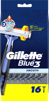Одноразові станки для гоління (Бритви) чоловічі Gillette Blue 3 Smooth 16 шт (7702018552719)