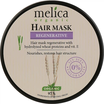 Восстанавливающая маска для волос с протеинами пшеницы и витамином E - Melica Organic Regenerative Hair Mask 200ml (971388-31155702)
