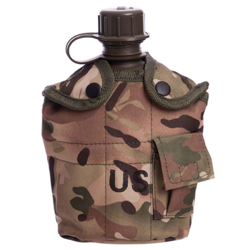 Тактична військова фляга з котелком у чохлі Zelart Action 4834 Camouflage Multicam