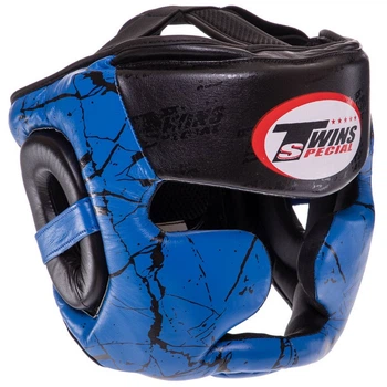 Шлем боксерский кожаный с полной защитой Twins Heroe 0774 размер L Blue-Black