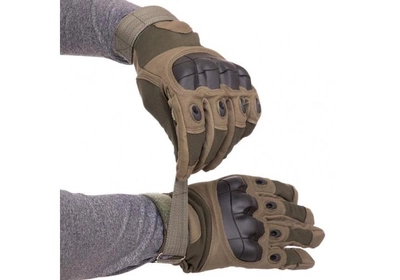 Тактические перчатки олива размер L (полнопалые военные с закрытыми пальцами осень-зима для военных ВСУ) YL-GO12