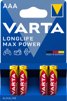 Батарейка минипальчик VARTA LONGLIFE MAX POWER AAA 1.5 V блистер 4 шт