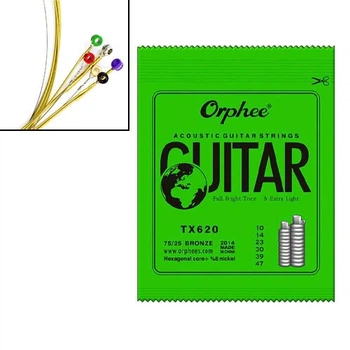 Струни для акустичної гітари 6шт Набір Orphee TX620 10-47 калібру 0.25-1.20мм