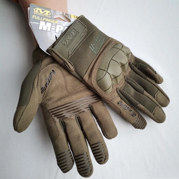 Тактические перчатки Полнопалые M-Pact 3 защитные Mechanix MX-CAM, L Олива