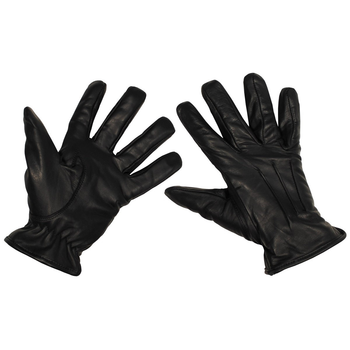 Зимові тактичні шкіряні рукавички MFH стійкі до порізів чорні утеплені (15610_L)