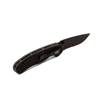 Нож складной карманный полусеррейтор Ontario 8847 RAT1 BS Liner Lock Black 218 мм