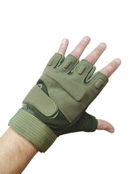 Перчатки тактические без пальцев Перчатки тактические беспалые Размер L Зеленый (Олива)